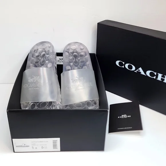 COACH ULYSSA RUBBER SLIDE/SHOES, THE SIZE 11B, THE COLOR IS "CLEAR", 100% RUBBER - Picture 10 of 13